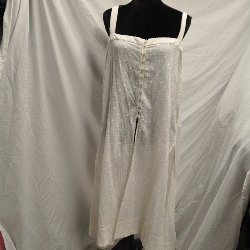 Anthropologie XL White Cotton Half Way Button Down Tunic Maxi Midi Dress NWT